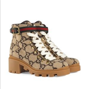 Brown Gucci GG Wool Boots